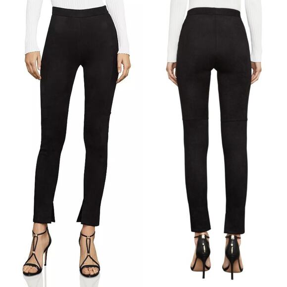 BCBGMAXAZRIA Womens Prescott Black Faux Suede High Waist Pull On Ankle Pants - Picture 1 of 8